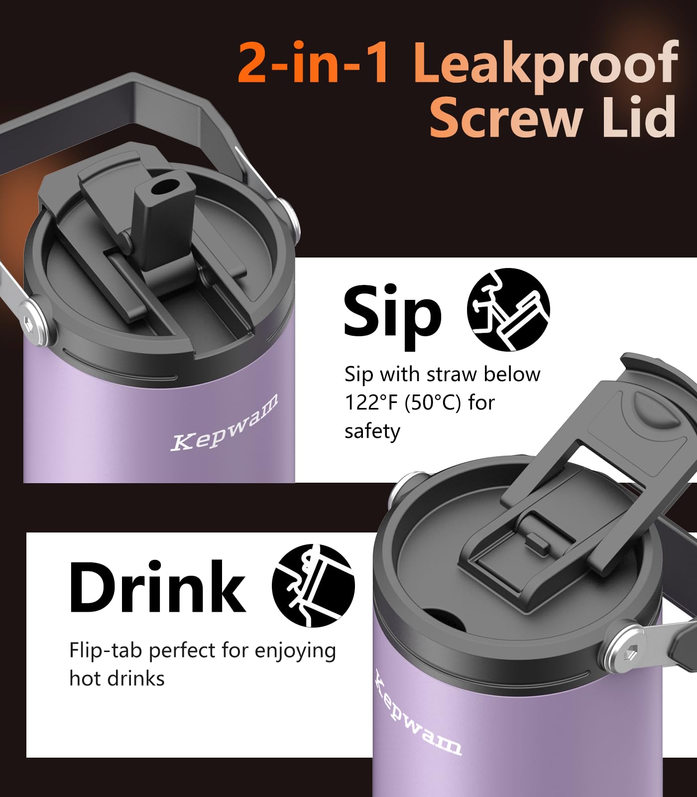 Kepwam Smart Tumbler T3 –20oz Self-Heating Travel Mug Ultra-Long Battery Life, App-Controlled Heated Coffee Mug, Stainless Steel Tumbler, Coffee Warmer Mug for Outdoor Fits Car Cup Holders