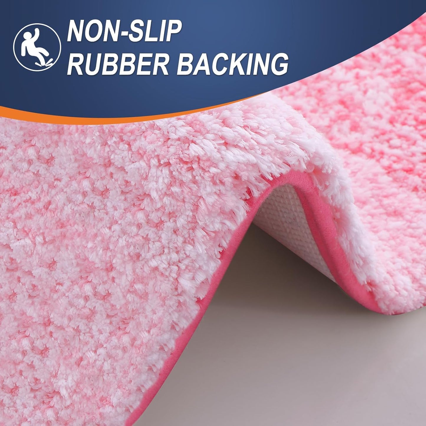 OLANLY Bathroom Runner Rug - Extra Soft Microfiber Mat, Quick Dry & Washable, 47x20 Inches, Pink