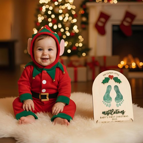 Baby Footprint Kit - Newborn Gifts - Baby's First Christmas Keepsake - Baby First Christmas Ornament 2025 - My Firsts Christmass Ornament 2025 - Babies Boy Firstt Christmass