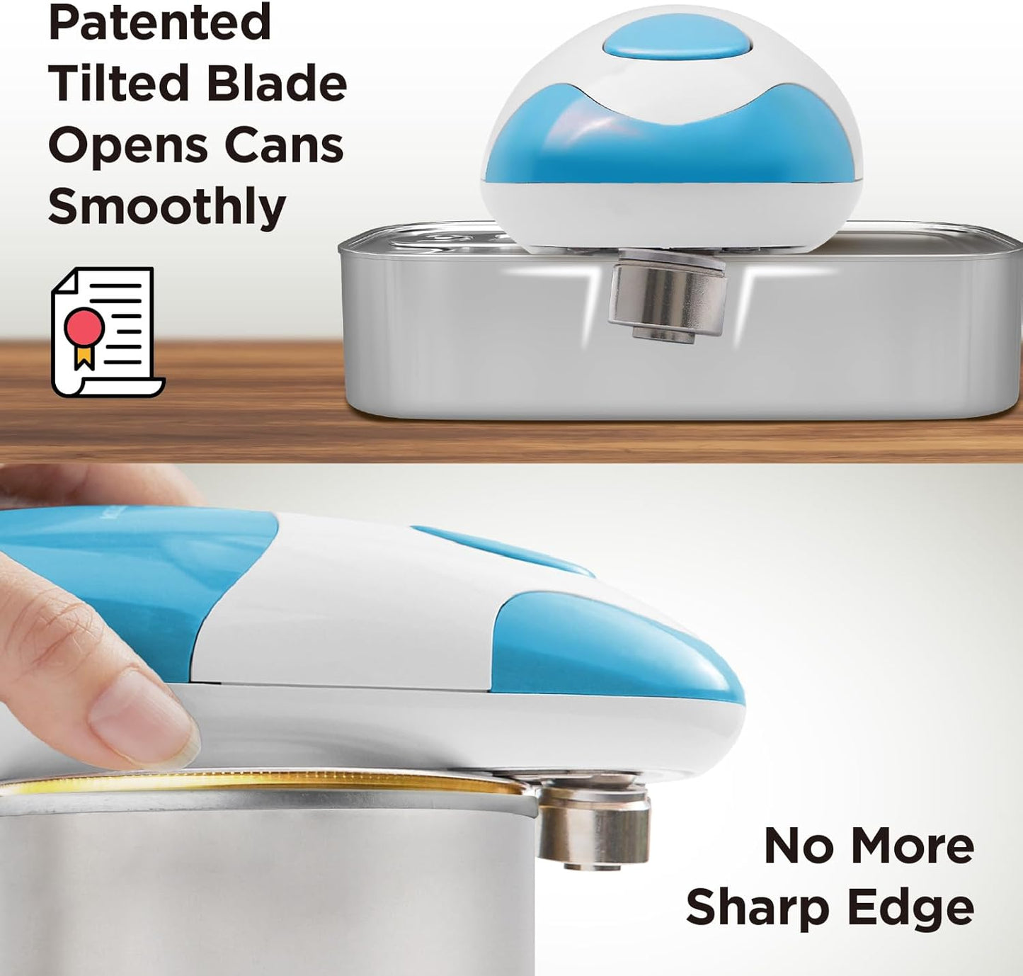 Kitchen Mama Electric Can Opener - Automatic, Hands-Free, Smooth Edge, Food-Safe | Sky Blue
