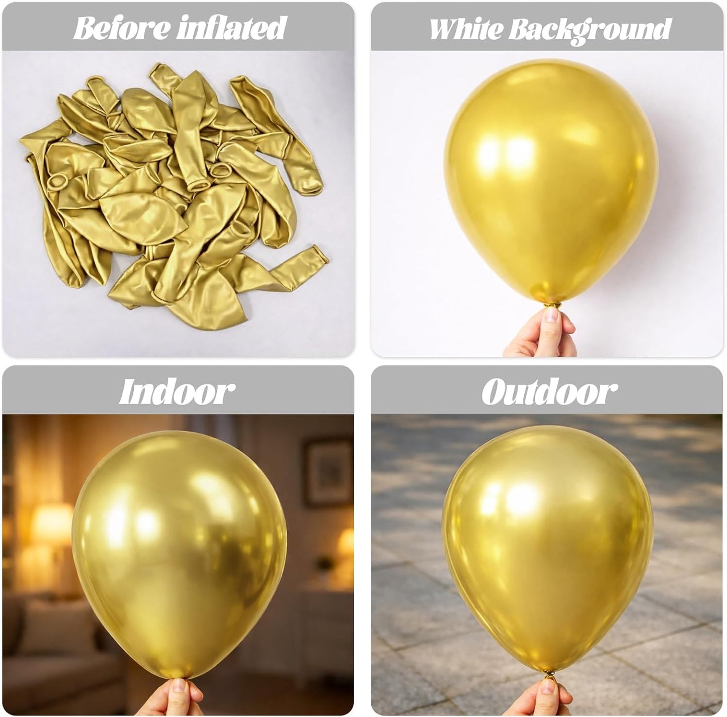 Voircoloria Metallic Gold Balloon Garland Kit - 90 Pack in 5/10/12/18 Inch Sizes for Weddings & Celebrations