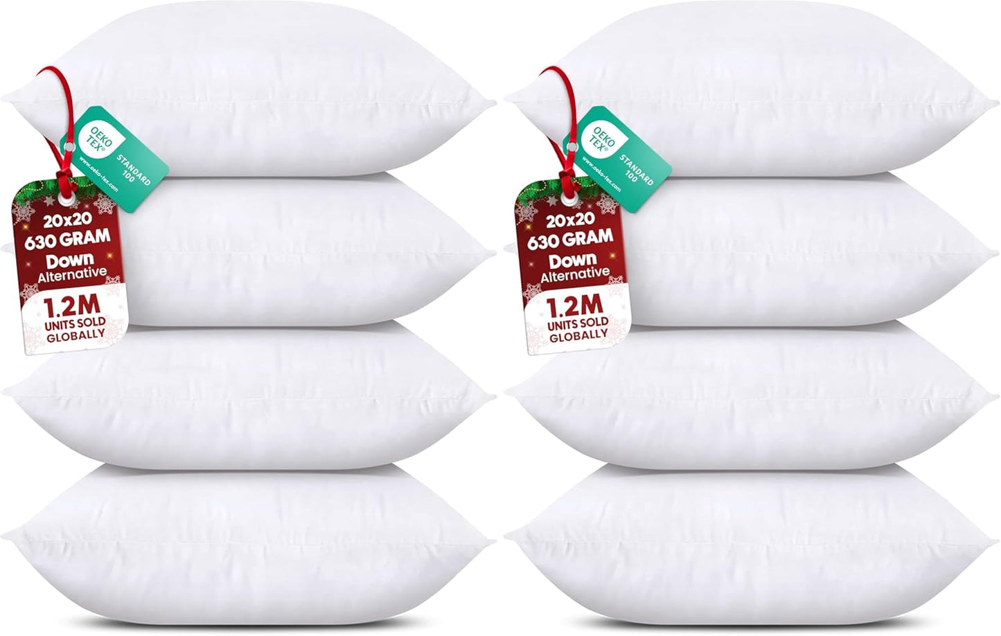 Utopia Bedding Throw Pillows - Decorative 20 x 20 Inch White Pillows for Sofa & Bed | Set of 4