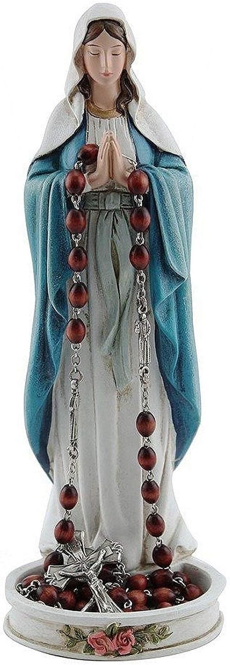 CB Praying Our Lady of Grace The Virgin Mary Rosary Holder Statue Figurine, 8 Inch
