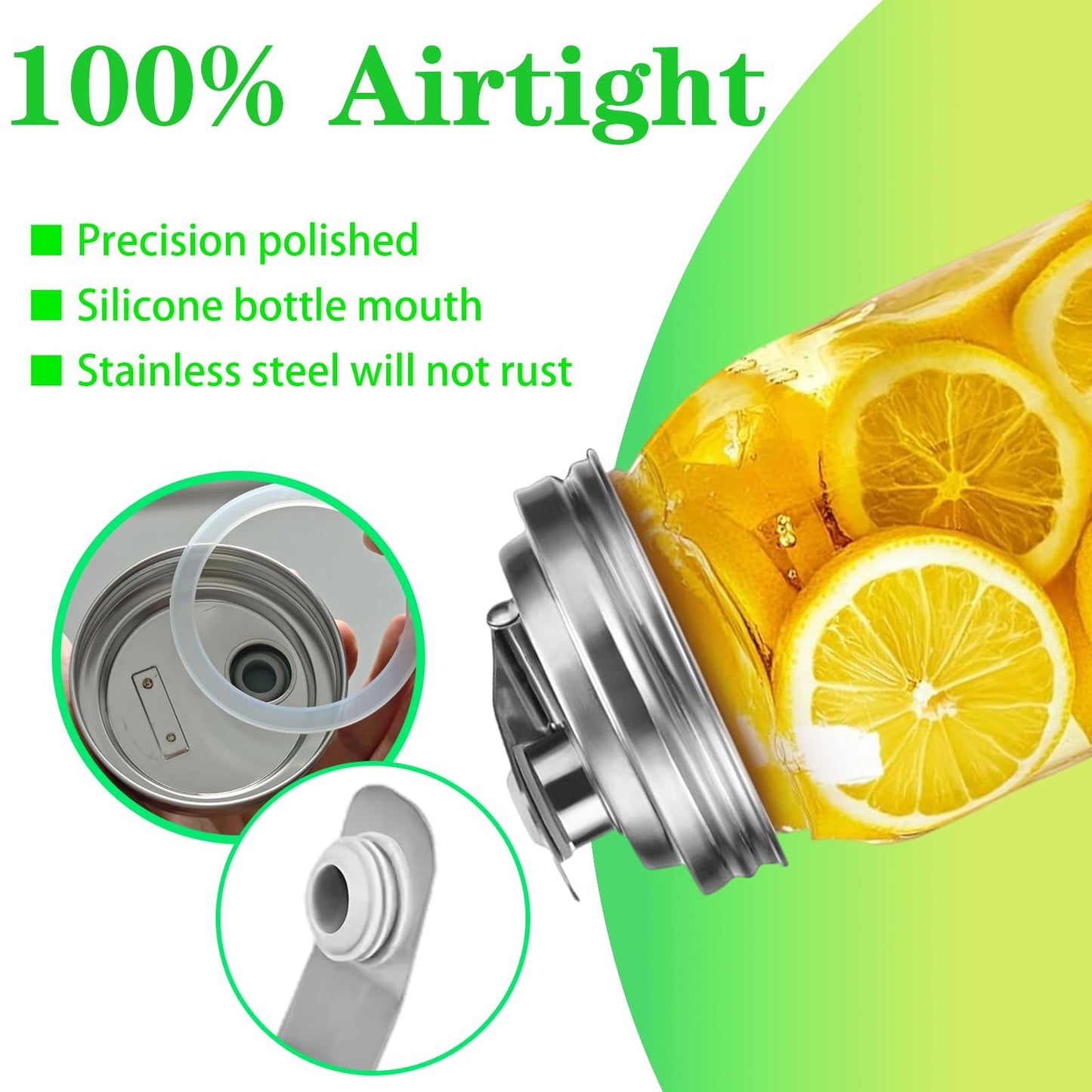 Mason Jar Wide Mouth Lid Stainless Steel Pour Spout Flip Cap,2 Pack Mason Jar Anticracking Pitcher Rust Leak Proof Seal Cover for Home Brewing Fruit Fermenting Drinks Salad (Wide Mouth)