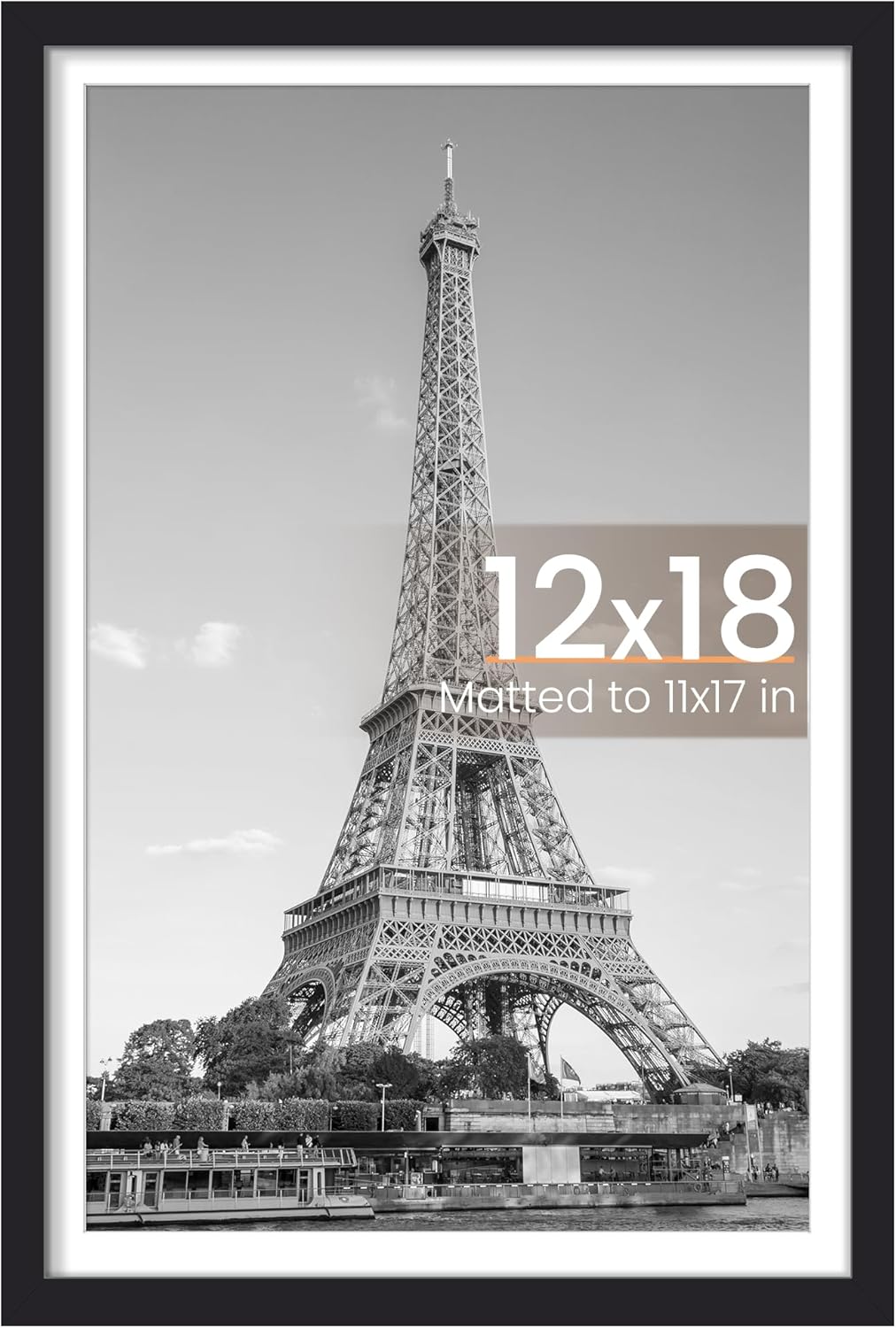Upsimples 12x18 Picture Frame - Versatile Wall Hanging for 11x17 or 12x18 Photos | Black, 1 Pack