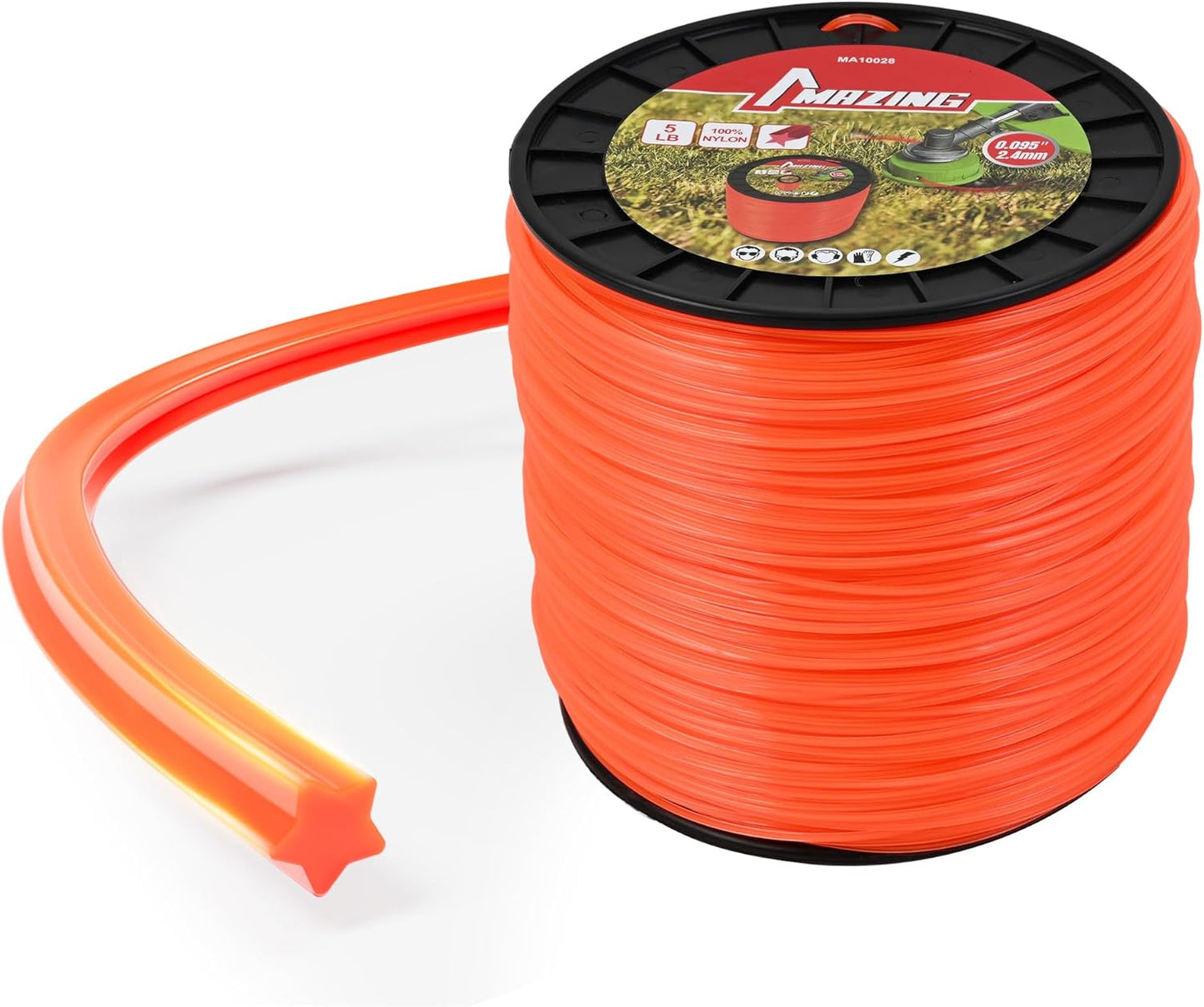 MAZING String Trimmer Line - 0.095 Inch Pentagonal Cutting | 5LB 1844FT Premium Nylon Spool
