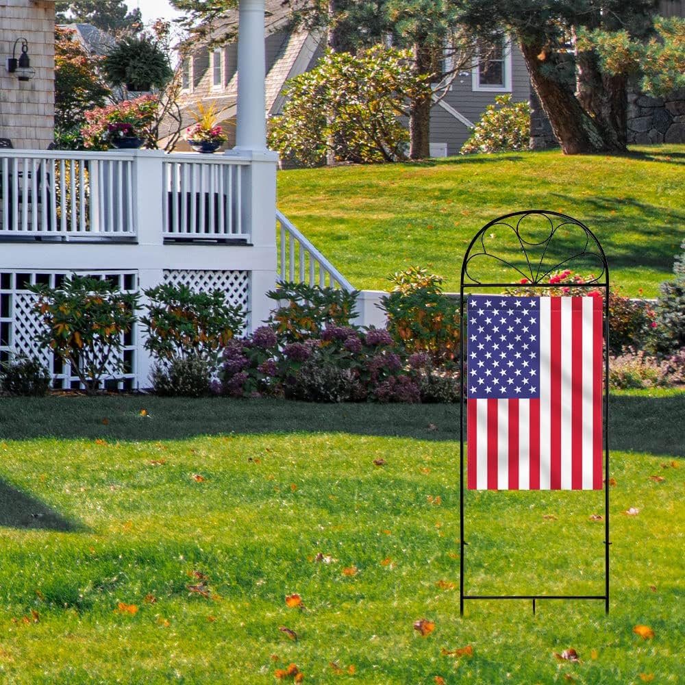 YEAHOME Garden Flag Holder Stand - Premium Weather-Proof Metal Arbor for All Seasons Flags