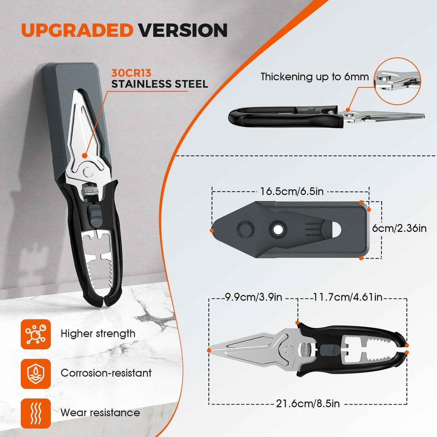 Multifunctional Kitchen Scissors - Kitchen Shears with Magnetic Holder & Safety Lock, Heavy Duty Poultry Shears, Stainless Steel for Chicken Meat Cutting Turkey, Vegetables