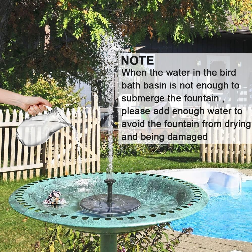 Skiennix Solar Fountain - Solar Powered Bird Bath Pump with 1.5W Floating Water Feature for Garden & Patio
