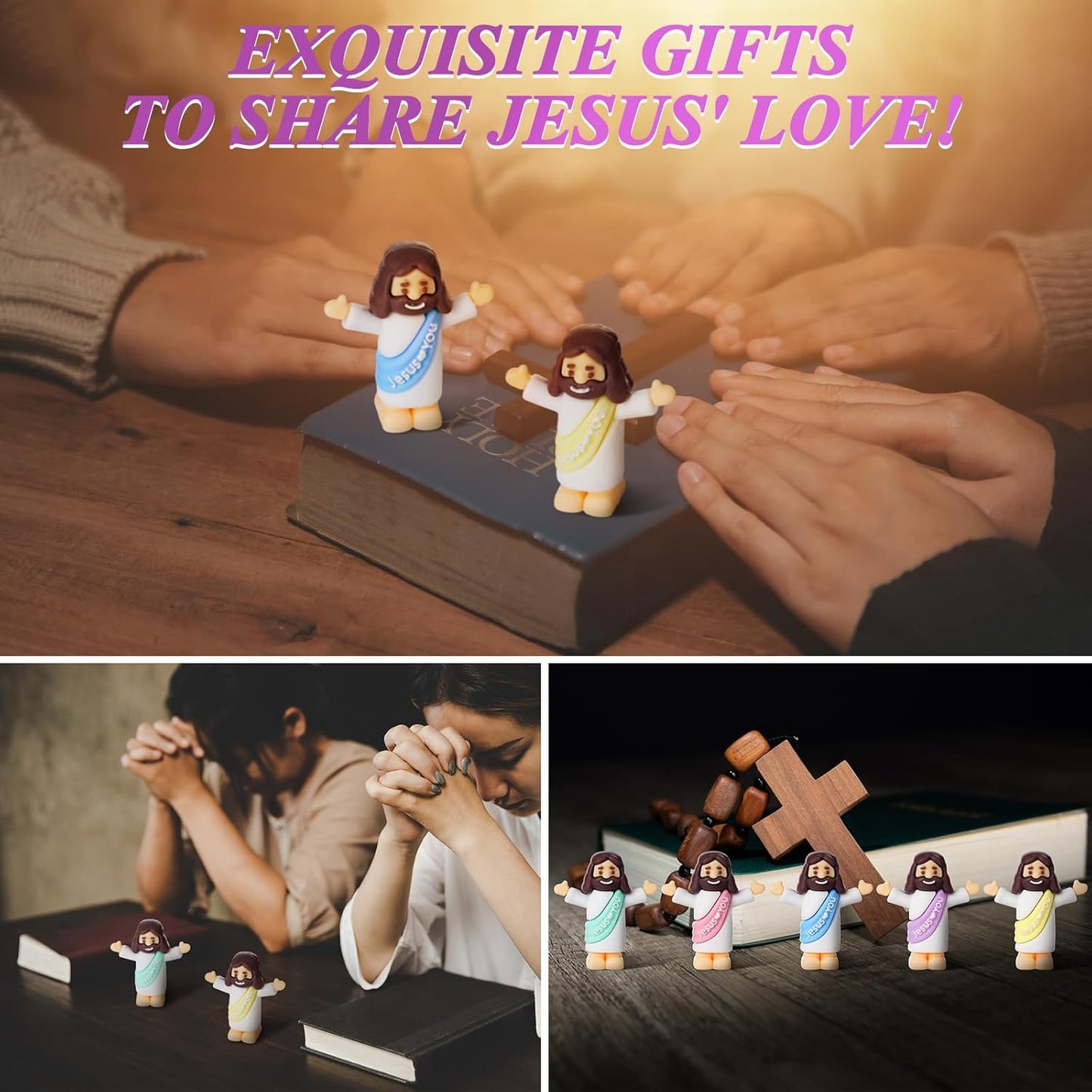 Little Jesus Figurines by [Brand Name] - 50 Mini Prayer Figurines with Cards & Bags for Easter Party Favors