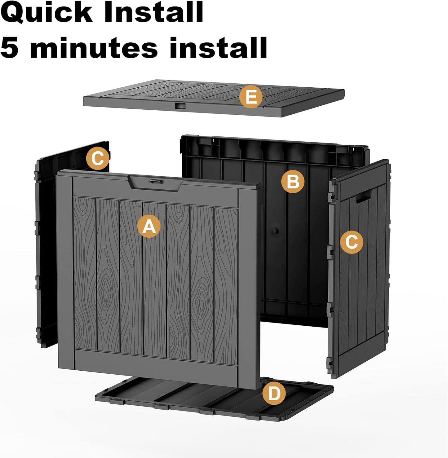Regine Switzerland 30 Gallon Outdoor Deck Box - Lockable Waterproof Storage for Garden Tools & Cushions | Black