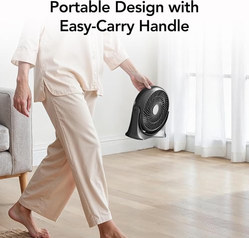 EZ-CHILL High Velocity Tabletop Air Circulator Fan - Quiet 3-Speed Personal Fan | 90-Degree Tilt, Black