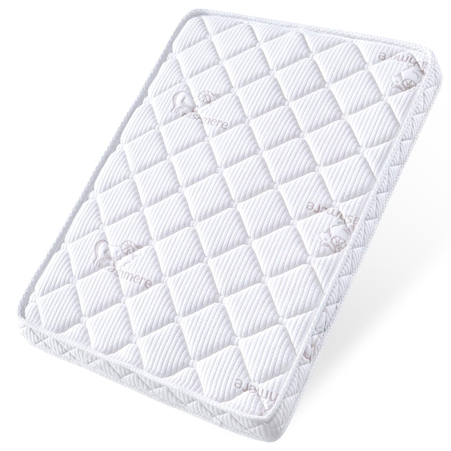 Pack and Play Mattress - 38" x 26"- Premium Knitted Fabric Safety Reinforced Play Yard Mattress - Fits for Graco & Baby Trend & Pamo Babe Playard, Firm Support and Comfort Foam，White