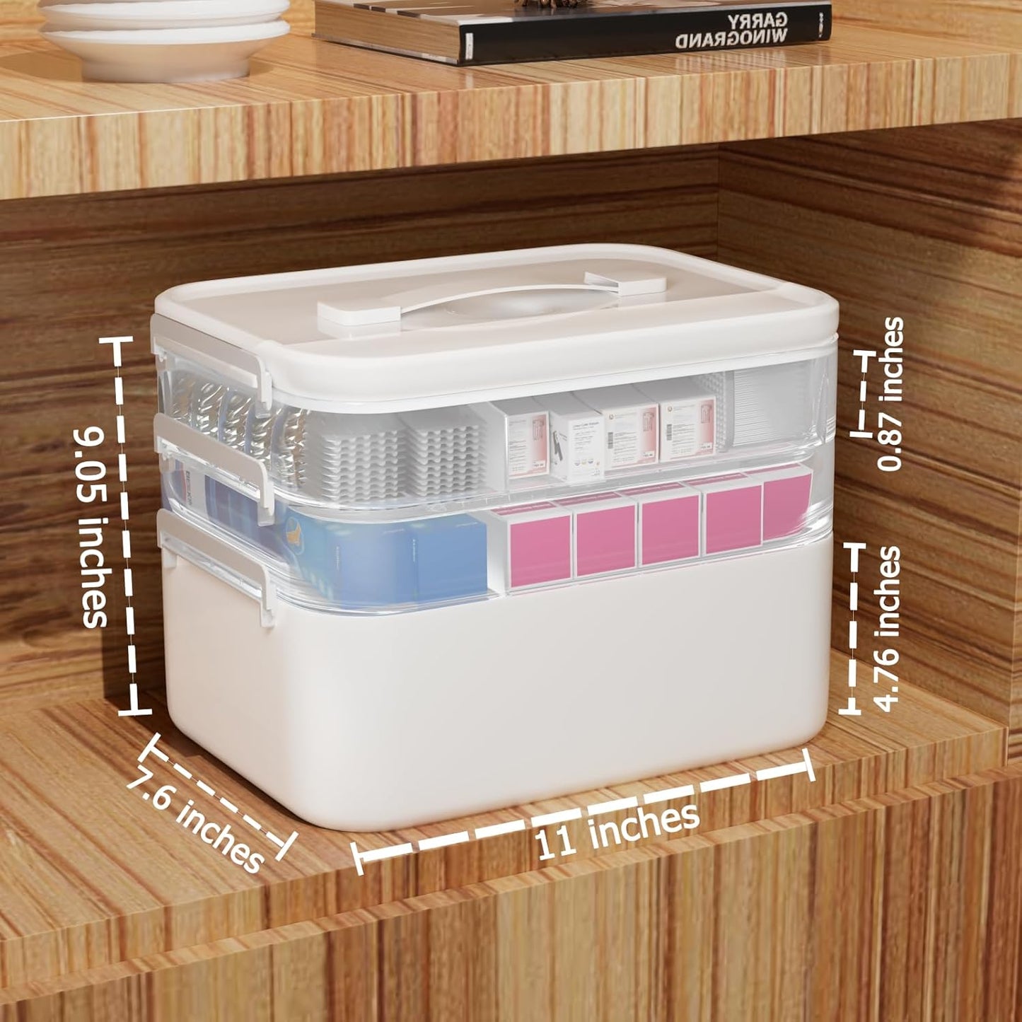 TERGOO 3-Tier Medicine Cabinet Organizer - Portable Storage Box with Handle for Home Use