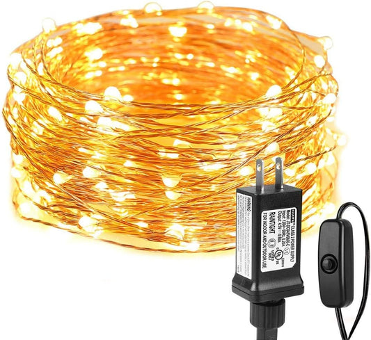 200 LED Fairy String Lights - 66 ft Warm White Waterproof Copper Wire for Indoor & Outdoor Decor