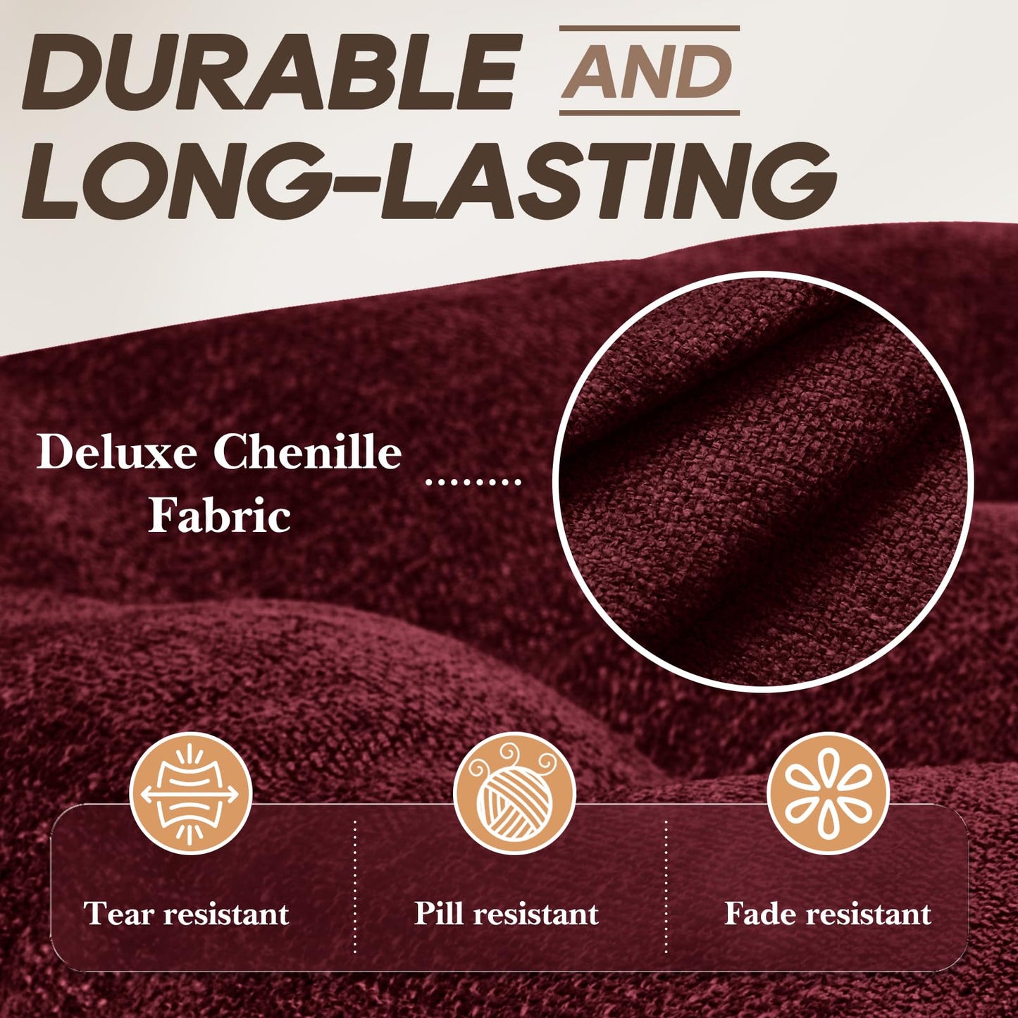 Basic Beyond Chair Cushions for Dining Chairs, Non-Slip Chair Pads, Thick Seat Cushions for Dining Room Chairs, Kitchen Chair Cushions Set of 4, 17" x 17" x 4", Burgundy