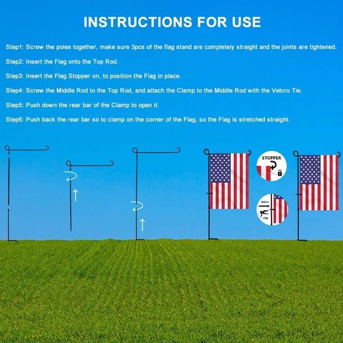 Hogardeck Garden Flag Holder - Sturdy Weather-Proof Metal Stand with Stopper & Clip | Fits American & Fall Flags