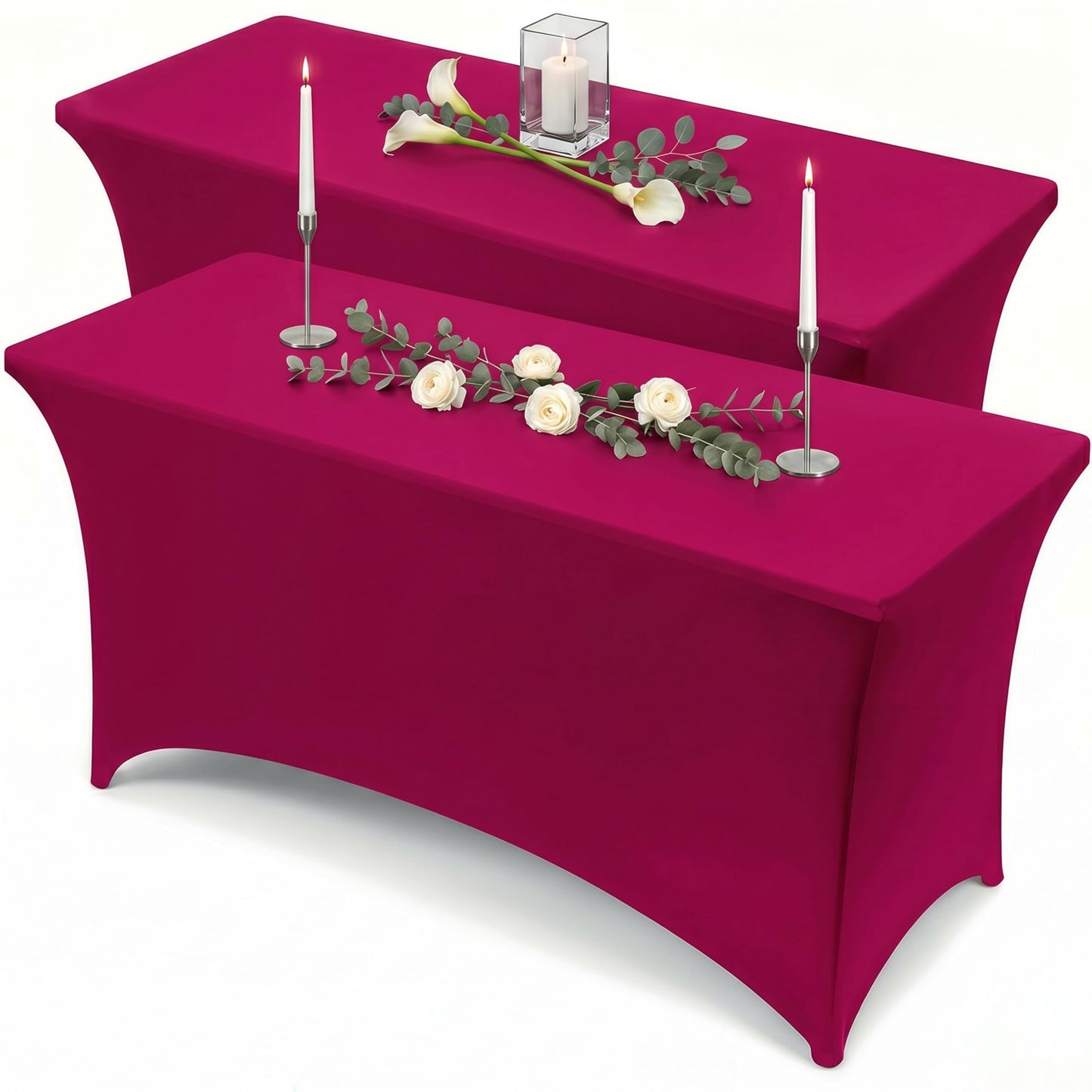 Utopia Kitchen Spandex Tablecloth 10 Pack [6FT, Fuchsia] Tight, Fitted, Washable and Wrinkle Resistant Stretch Table Cloth Rectangle Cover for Trade Show, Weddings & Parties [72Lx30Wx30H Inch]