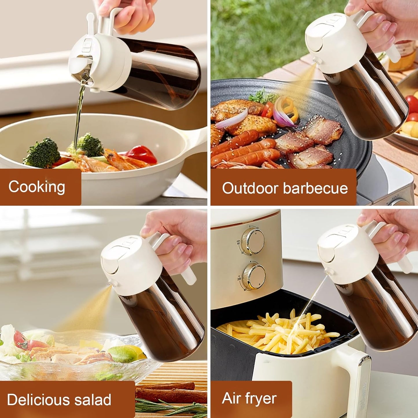 YARRAMATE Light Blocking Oil Sprayer - 16oz Food-Grade Olive Oil Dispenser Bottle | Premium Dark Amber Glass for Cooking
