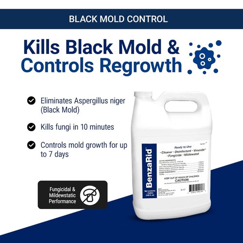 BenzaRid Pro Mold Killer - Multi-Purpose Fungicide & Disinfectant | 1 Gal + 32 oz | EPA Registered