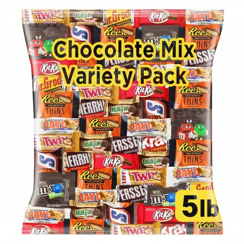 Chocolate Assorted Bulk Candy Variety Pack 5lb - Mini Chocolate Bars, Milk & Dark Chocolate Mix - Individually Wrapped Bulk Candy for Office Snacks, Party Favors and Treat Bags