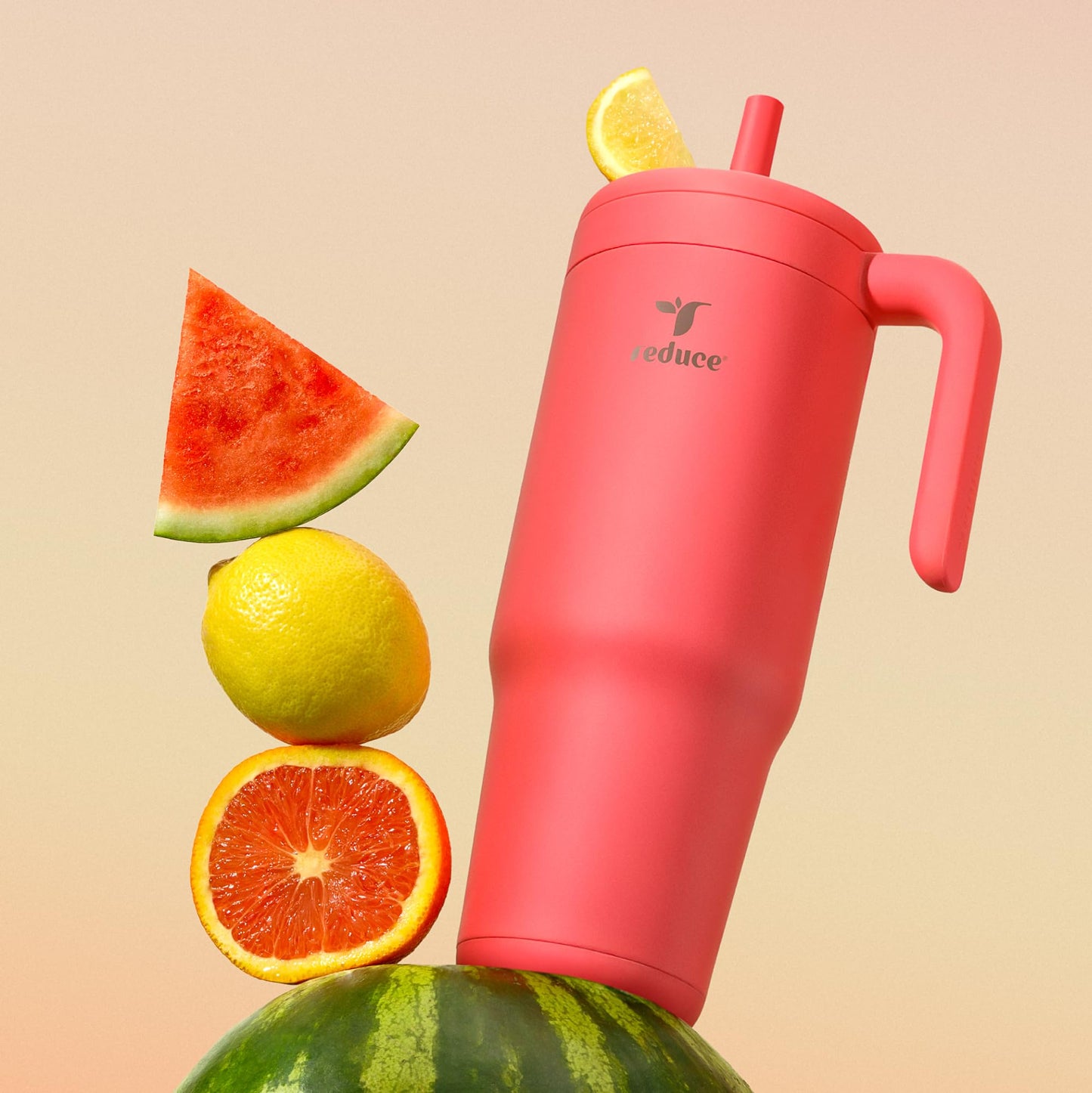REDUCE Chiller Vacuum Insulated 40 oz Tumbler with Spill-Proof Silicone Straw - Sustainable Tritan Lid with Water Intake Markers - Soft Sit Base Travel Mug - Dishwasher Safe - Purple Punch