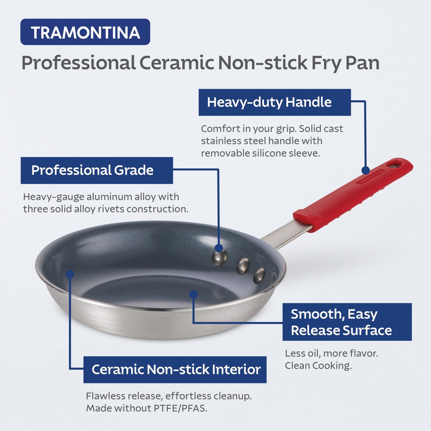 Tramontina Professional 14-Inch Ceramic Non Stick Extra Large Frying Pan, Heavy-Gauge Aluminum Skillet with Ceramic Nonstick Coating, Dishwasher and Oven Safe, Gray