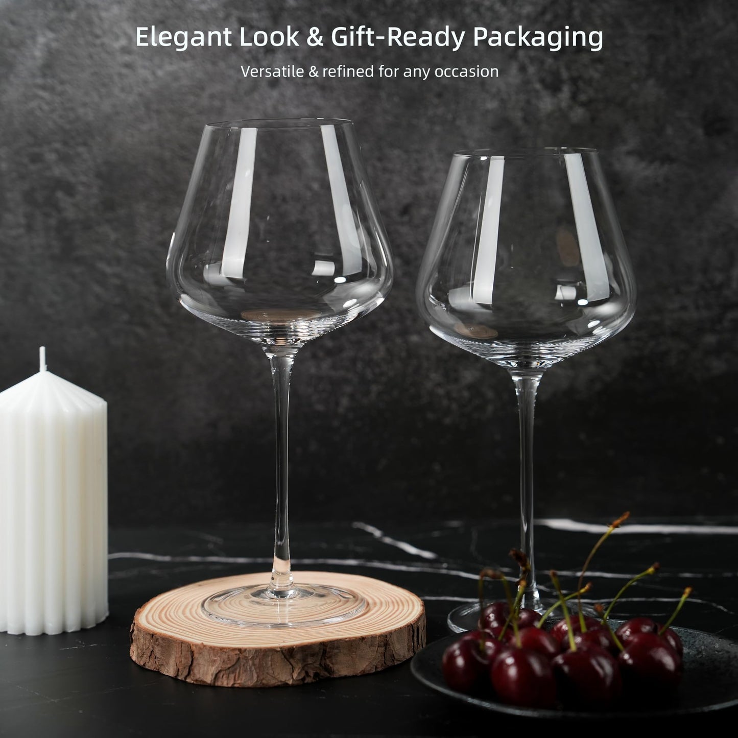 LASTURYCX Wine Glasses Set of 4, 18OZ Large Crystal Red Wine Glasses, Hand Blown Vintage Wine Glasses with Thin Rim, Large Bowl, Long Stem, Gifts for Wedding, Housewarming, Birthday