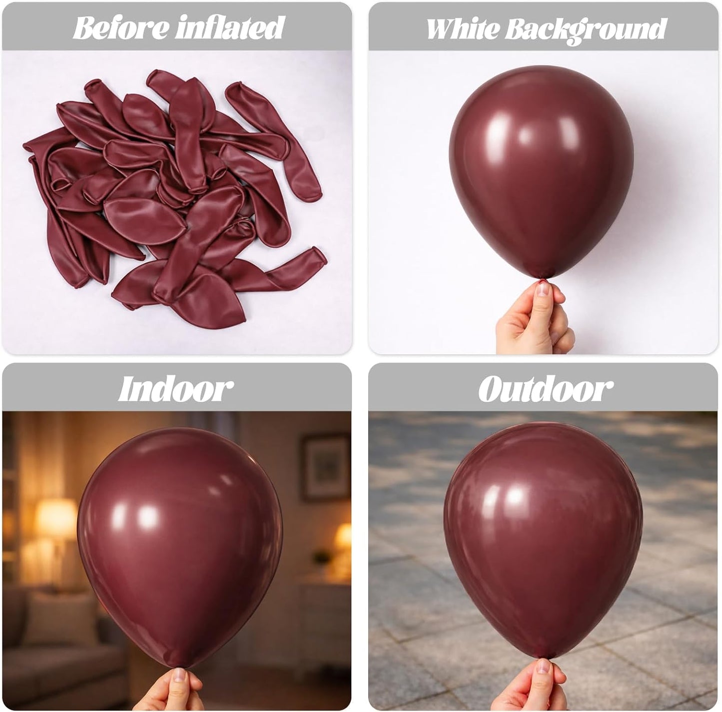 Voircoloria Burgundy Balloon Garland Kit - 90 Pack of Maroon Balloons in 5/10/12/18 Inch Sizes | Perfect for Graduation, Weddings, and Autumn Celebrations