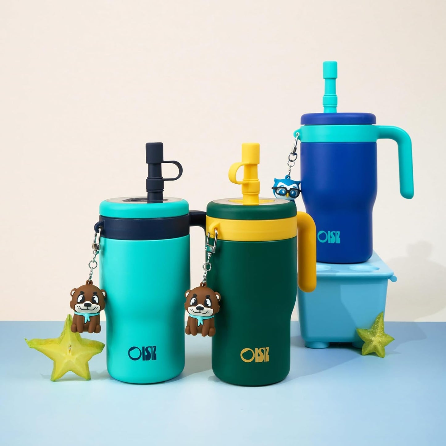 OISIZ 14oz Kids Tumbler - Leakproof Stainless Steel Cup with Straw Lid & Handle | Dark Green