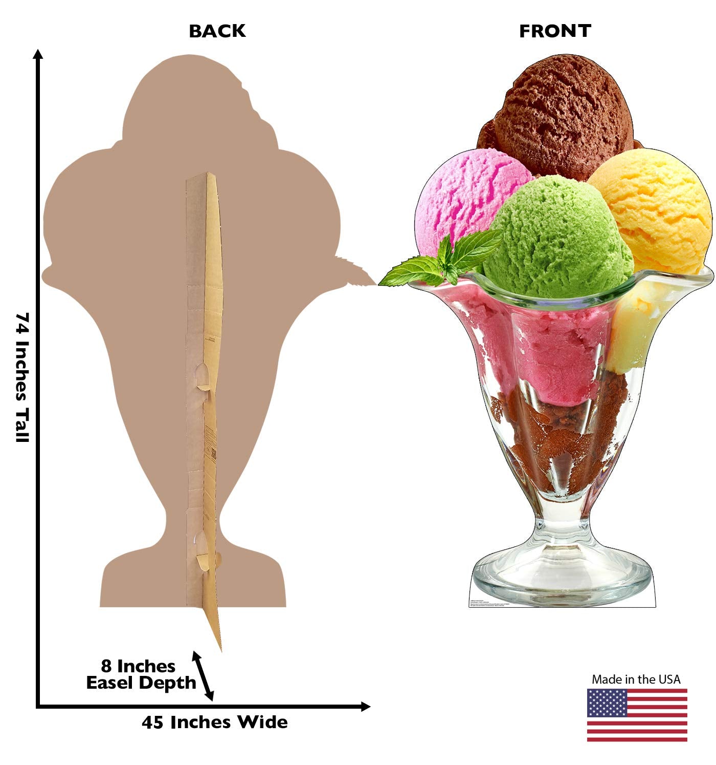 Cardboard People Ice Cream Sundae Life Size Cardboard Cutout Standup