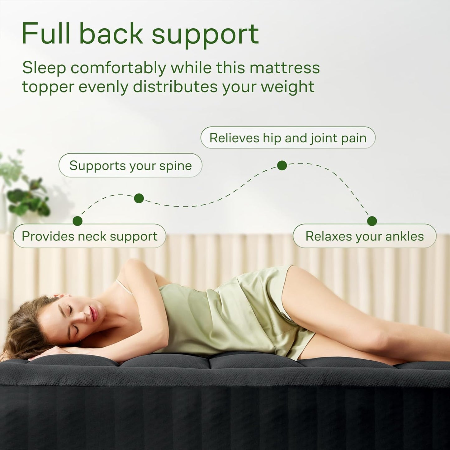 Niagara Ultra Soft Mattress Topper | Twin Size Viscose Bamboo Pillow Top for Back Pain Relief - Naturally Cooling, Black
