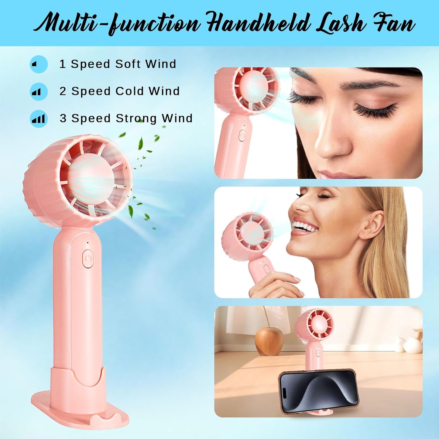 Skiennix Eyelash Extension Cleanser - Gentle Lash Mousse & Shampoo | USB Rechargeable Handheld Fan
