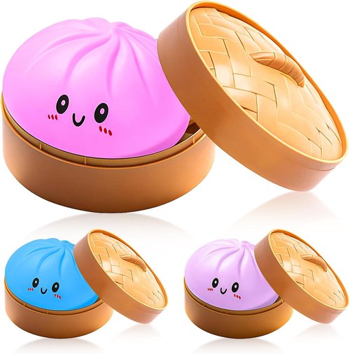 Dumpling Squeeze Toy - Colorful Stress Relief Fidget Ball | Fun Pink Dough Ball for Parties