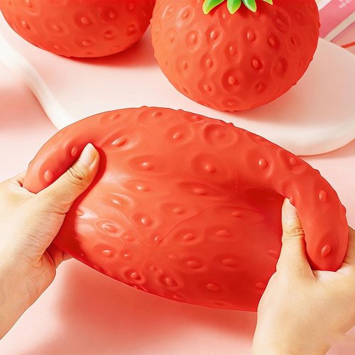 Giant Strawberry Squishy | Jumbo Stress Ball for Adults | Slow Rise Fidget Toy (3.14 x 1.96 in)