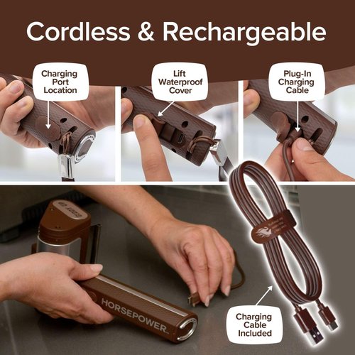 HorsePower Giddy Up Grill Cleaner - Cordless Rechargeable BBQ Tool with 350 RPM Roller & LED Light