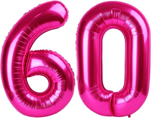 Hot Pink Number 60 Balloon - 40 Inch 60th Birthday Decorations for Women | Vibrant Party Supplies