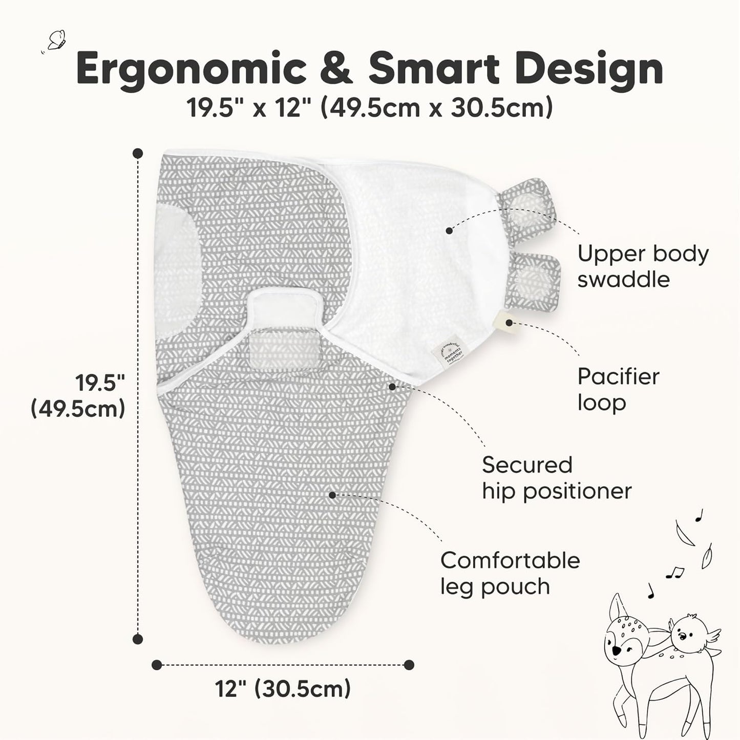 Nordic Organic Baby Swaddle Sleep Sacks - Soft & Snug for Newborns 0-3 Months | 3-Pack, Unisex