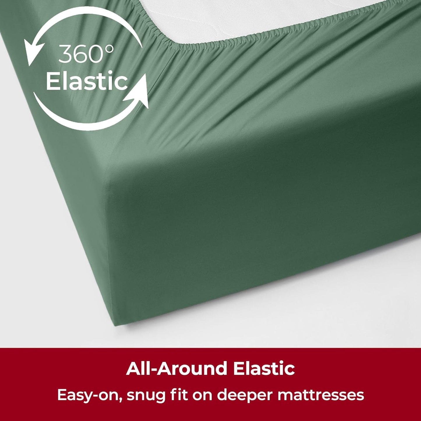 Mellanni Extra Deep Queen Sheets - Hotel Luxury Ultra Soft Cooling Bedding - Wrinkle & Stain Resistant (Queen, Emerald Green)