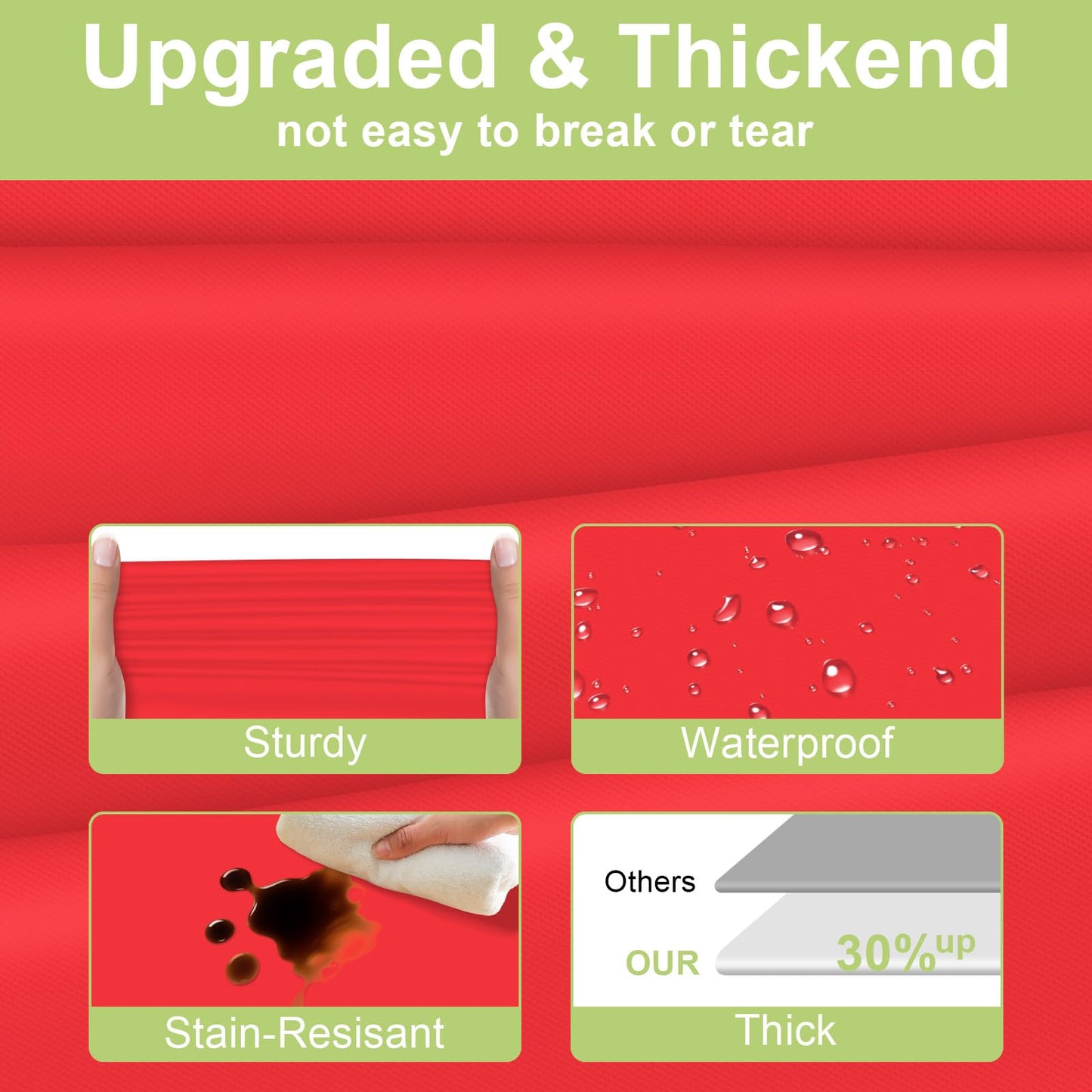 QIKSION Red Plastic Table Cloth Disposable 6 Pack, 54 x 108 Inch Tablecloths for Valentines, Mothers Day, Birthday Party, Christmas Decorations, Rectangle Table Cover