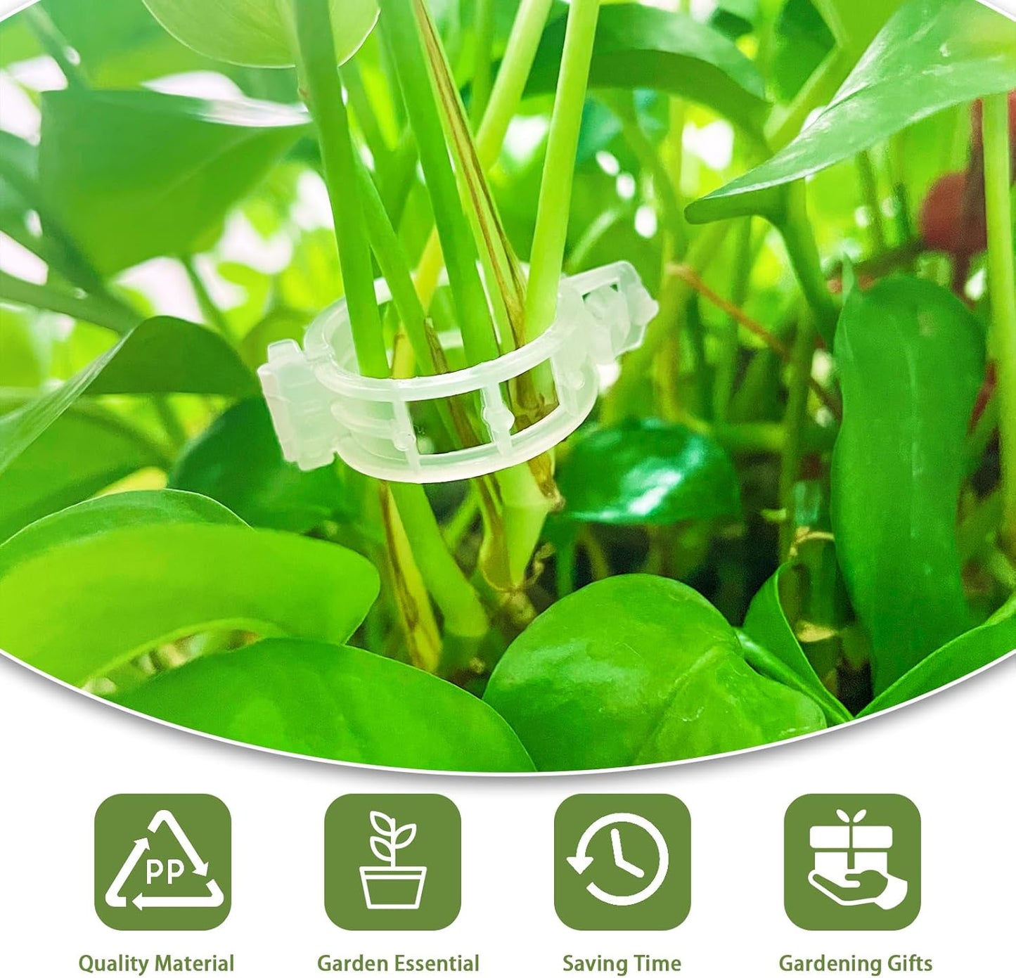 Pynqdfu Plant Support Clips - 400 Pcs Plastic Tomato & Vine Clips for Indoor/Outdoor Gardening (White)