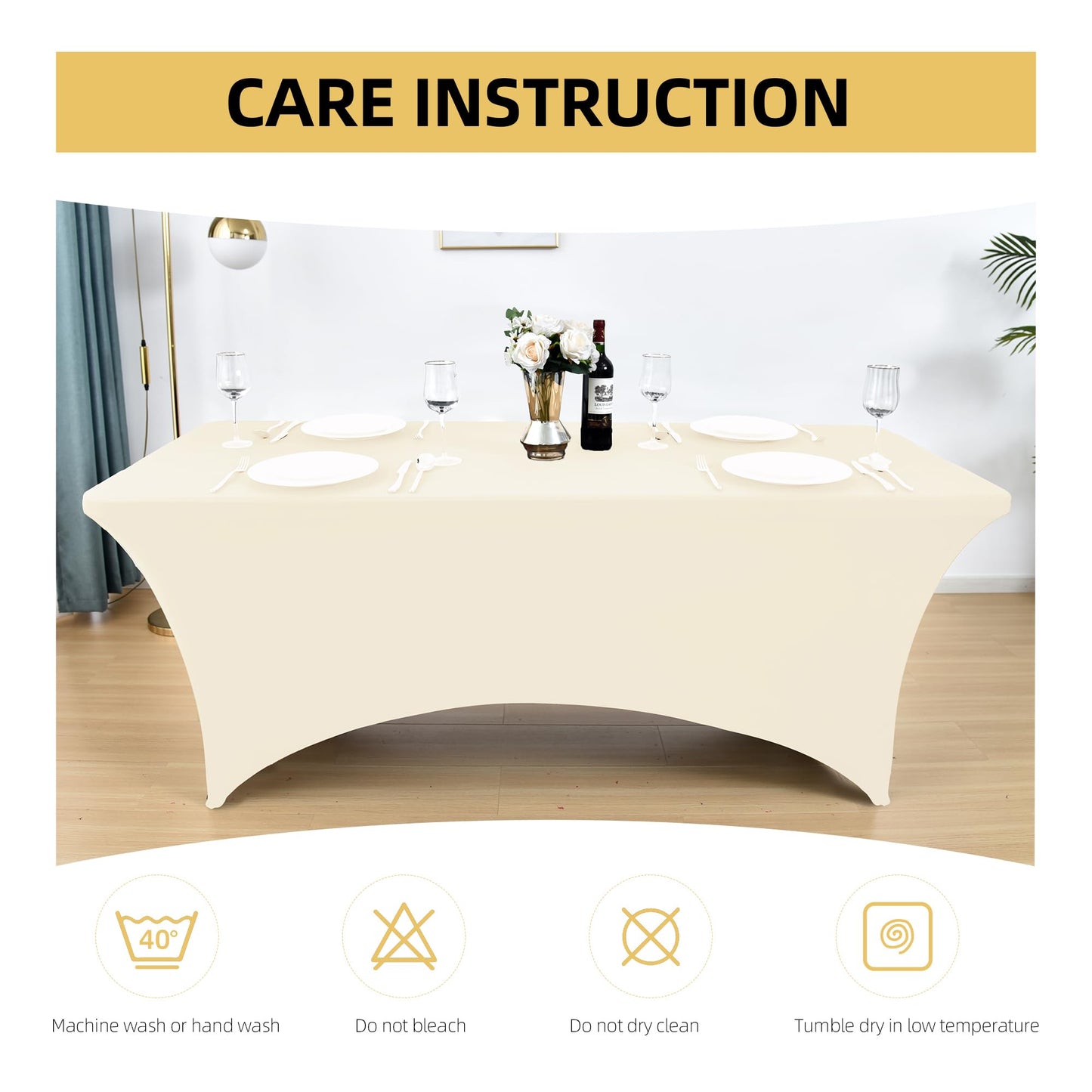 ZarzaaSik 10-Pack 4ft Spandex Table Covers for Rectangular Folding Tables - Wrinkle Resistant Stretch Tight Table Cloths - Fitted Table Protector for Parties, Trade Shows, Banquet, and Wedding