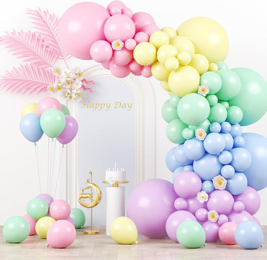 Voircoloria 130-Piece Pastel Balloon Garland Kit - Macaron Latex Balloons for Birthday, Baby Shower & Wedding Decor