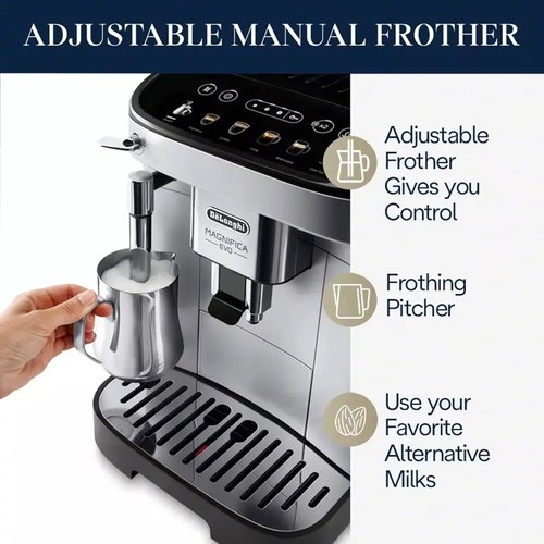 De'Longhi Magnifica Evo Automatic Espresso Machine - Manual Milk Frother, Built-In Grinder & Auto-Clean | ECAM29043SB