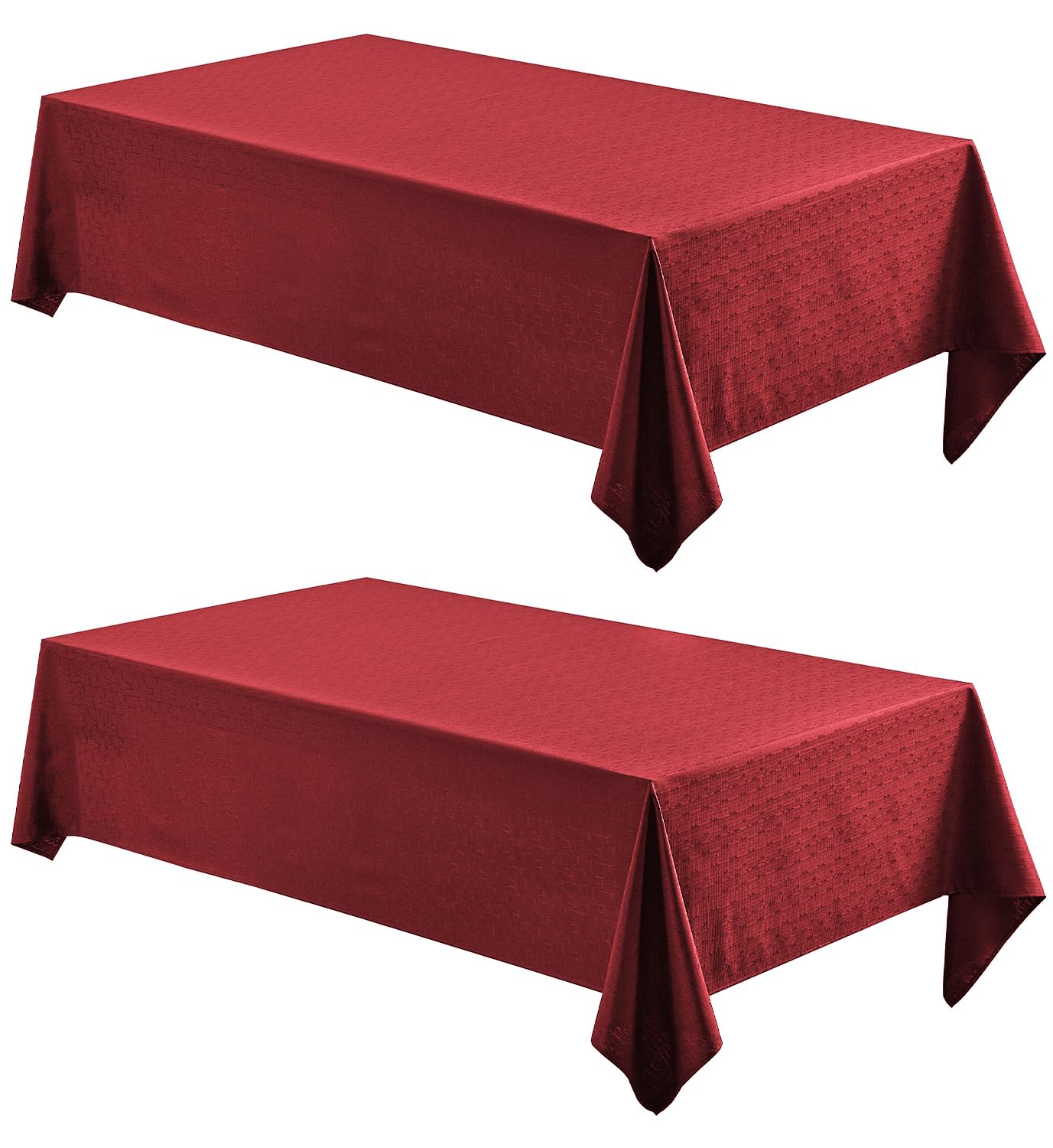 Veblandy 2 Pack Rectangle Tablecloth, 52x70 inch, Water Resistant Wrinkle Free Linen Textured Table Cloth Washable, Decorative Fabric Table Cover for Dining, Party and Camping, Red