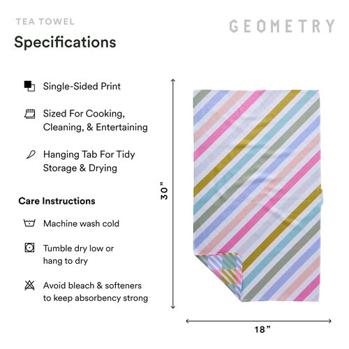 GEOMETRY Spring Kitchen Towels - Double Sided, Quick Dry Microfiber Cloth - Spring & Summer Dish Towels for Kitchen Drying - Premium Quick Dry Towel - Dancy, 18" x 30" - 1-Pack