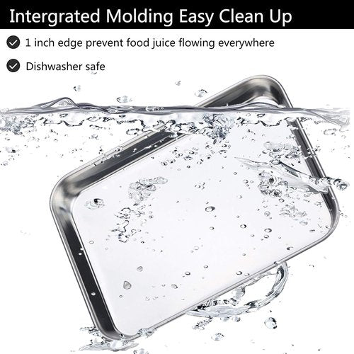 Bastwe Baking Sheet Set - 18 Inch Commercial Grade Stainless Steel Pans | Non-Toxic & Easy Clean