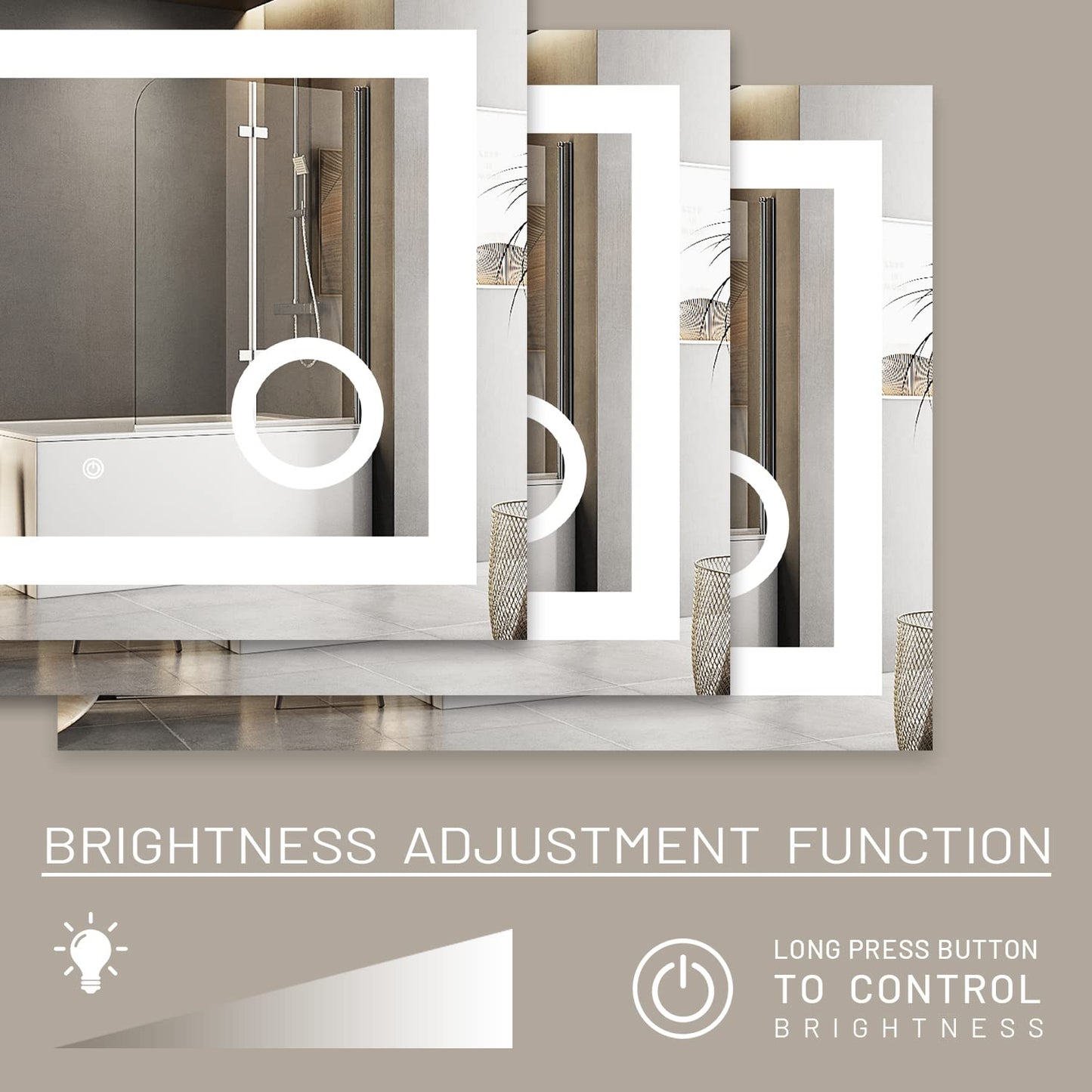 MIRPLUS 24 x 32 inch Bathroom Mirrors for Wall, LED Bathroom Mirror with Lights, Rectangular Bathroom Mirror with 3X Amplifier Anti-Fog Mirrors