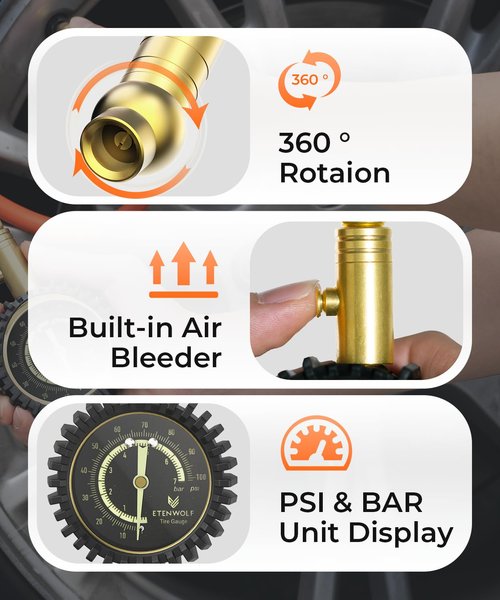 ETENWOLF Tire Pressure Gauge - Accurate 0-100 PSI with Large Glow Dial | Essential Car Accessory