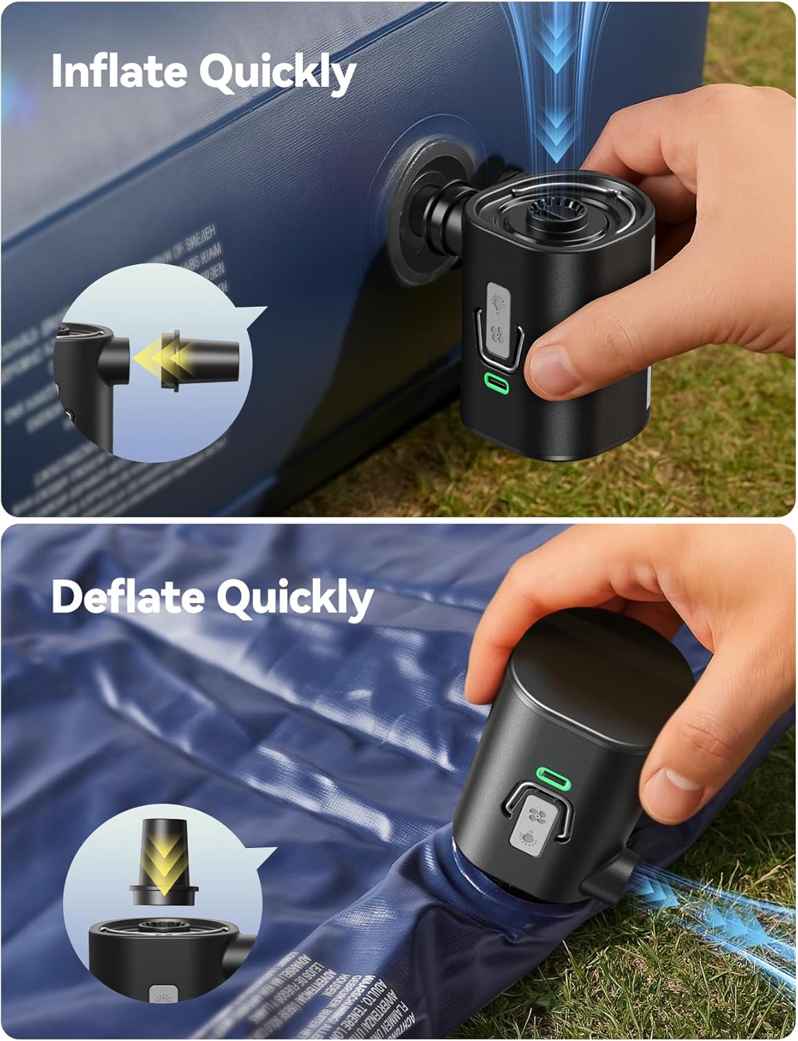 JOYROOM Portable Air Pump - 3600 mAh Battery & Camping Light | Ultra-Fast 4.8kPa Electric Inflator